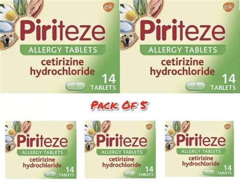 PIRITEZE ANTIHISTAMINE ALLERGY Relief Cetirizine, Hay Fever Tablets ...