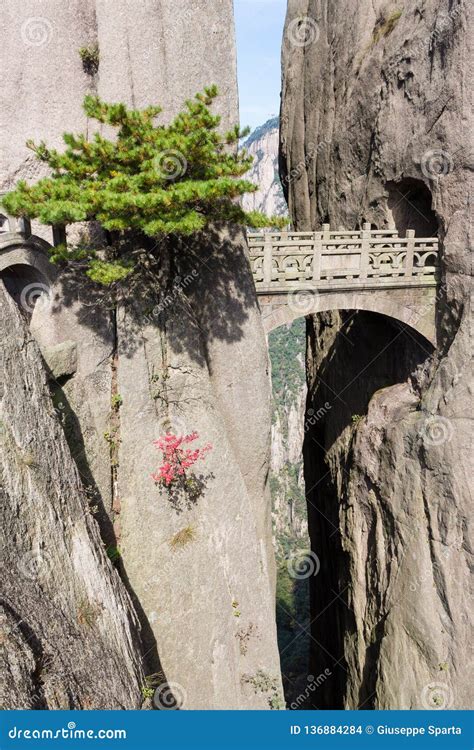 Fairy Bridge on Mt Huangshan Yellow Mountain. Located in Anhui Province ...