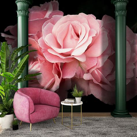 Pink Rose Wallpaper Peel and Stick Wall Mural Temporary - Etsy