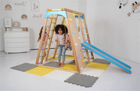 Indoor Playset for Toddlers Climbing Wall - Natural color - TodGym