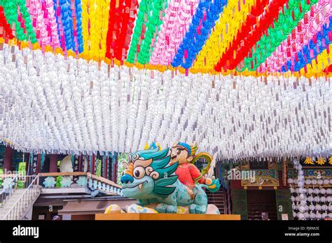 Colorful lantern decoration at Jogyesa Temple during the Lotus Lantern ...