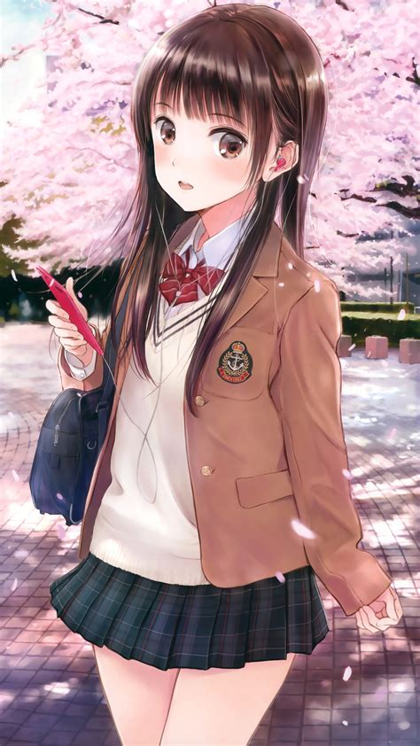 2160x3840 Anime Cute School Girl Sony Xperia X,XZ,Z5 Premium ,HD 4k ...