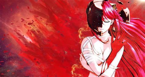 HD wallpaper: Lucy (Elfen Lied), red, anime girls, Diclonius ...