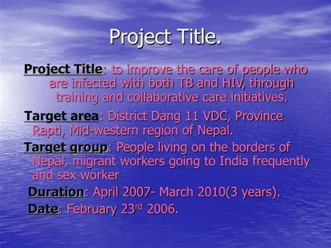 PPT - Project Title. PowerPoint Presentation, free download - ID:4587747