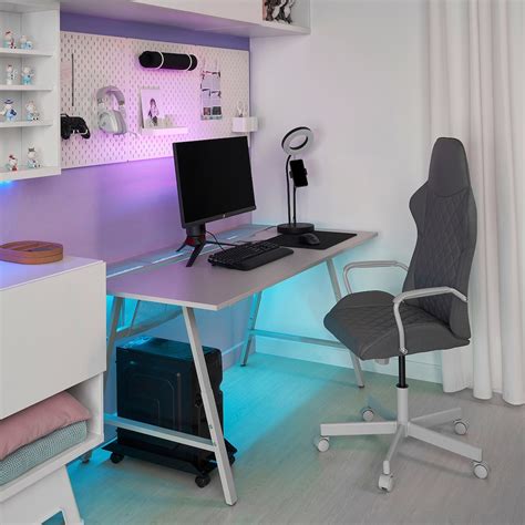 UTESPELARE Gaming desk, light grey, 160x80 cm - IKEA