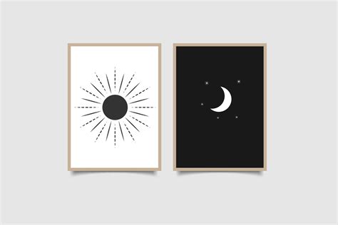 sun and moon wall art collection 3641183 Vector Art at Vecteezy