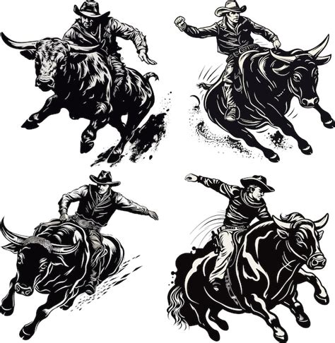 Premium Vector | Cowboy rodeo silhouette 4