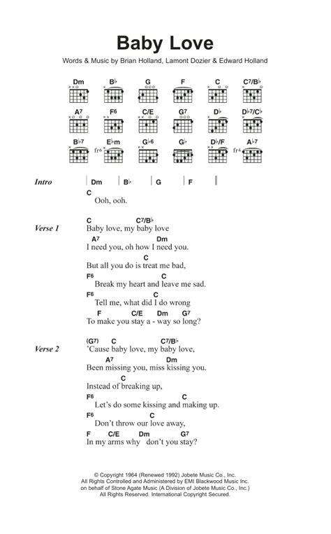 Baby Love by The Supremes - Guitar Chords/Lyrics - Guitar Instructor