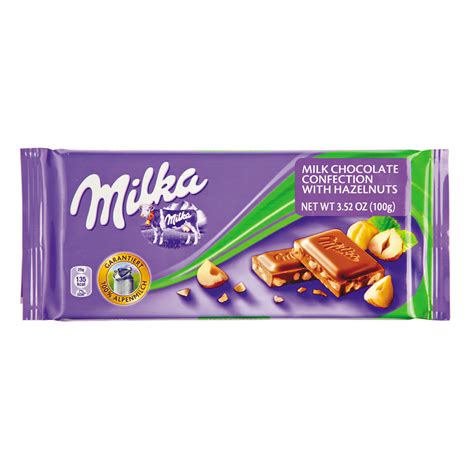 Milka Milk Chocolate With Hazelnut Pieces 3.5 oz Bar | Nassau Candy