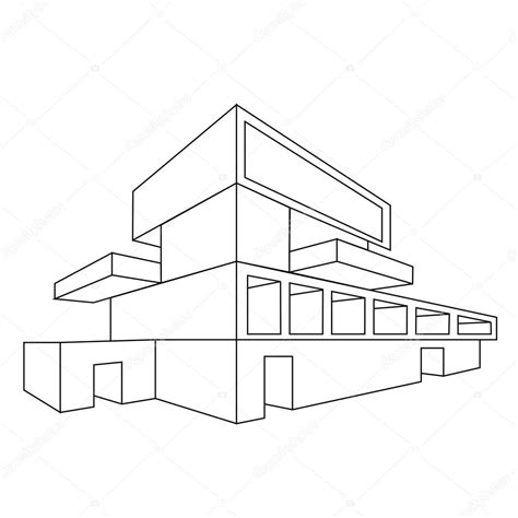 2d house sketch | 2D perspective drawing of a house — Stock Vector ...