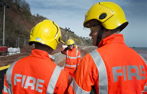 Devon and Somerset Fire Rescue Service at the Teignmouth Rail Repairs ...