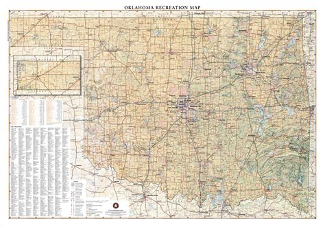 Oklahoma Recreation Wall Map by Benchmark Maps - The Map Shop