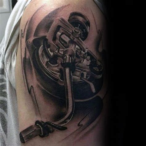 50 Vinyl Record Tattoo Designs For Men - Long Playing Ink Ideas