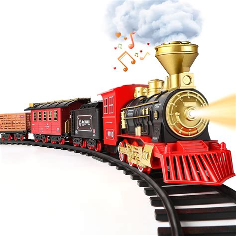 Hot Bee Train Set - Electric Train Toy for Boys Girls w/ Smokes, Lights ...