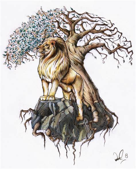 Dan Bede-Fazekas - Art Blog: Lion and Tree of Life Tattoo Design Add ...