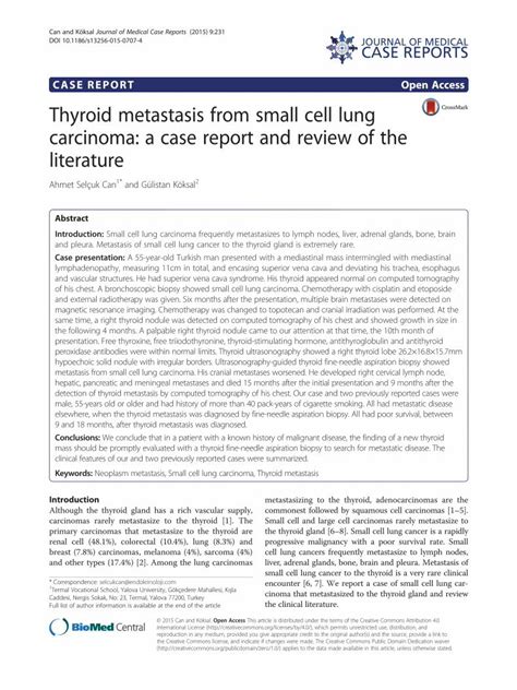 (PDF) Thyroid metastasis from small cell lung carcinoma: a case ...