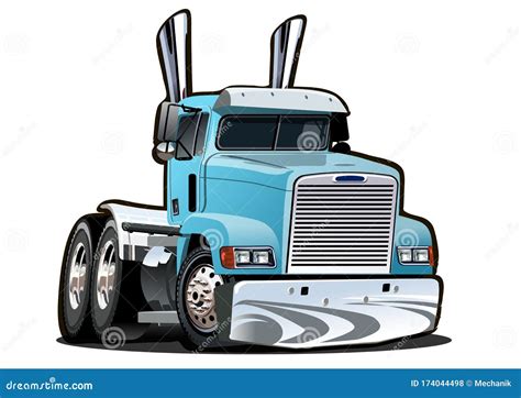 Semi Truck 18 Wheeler Sleeper Truck Side View Monochrome Vector ...