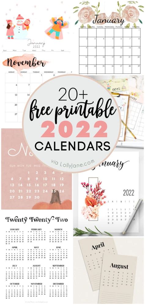 2022 FREE Printable Calendars - Lolly Jane