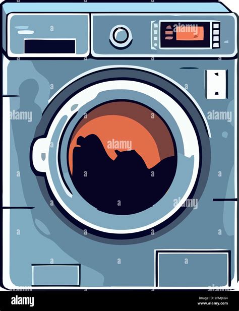 Modern washing machine spinning clothes in laundromat Stock Vector ...