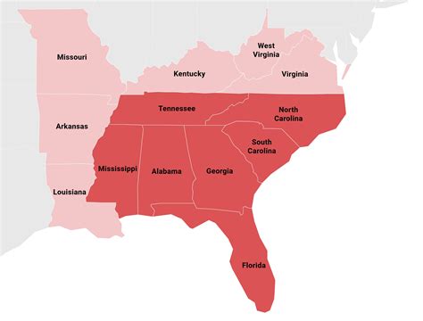 Map Of Us Southern States - Amanda Marigold