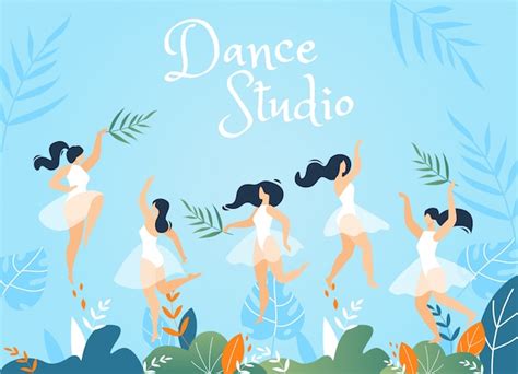 Premium Vector | Dance studio advertising banner with young women