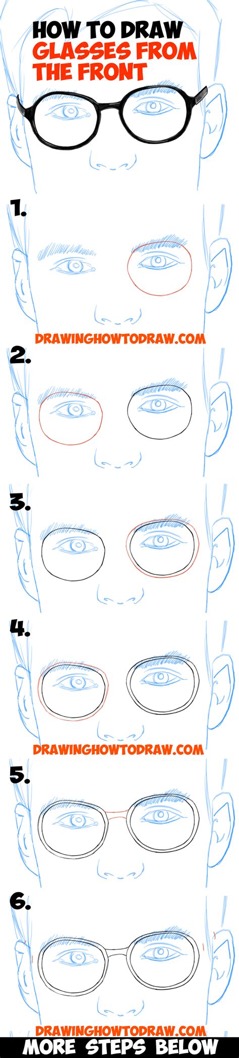 How to Draw Glasses on a Person’s Face from All Angles (Side Profile ...