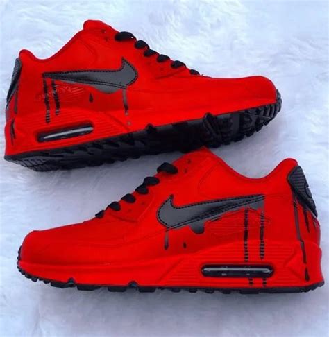 Nike Air Max 90 LTR Red/Black Drip Customs Custom | Etsy