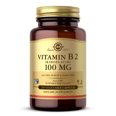 Vitamin B2 (Riboflavin) 100 mg Vegetable Capsules - Beauty - Solgar