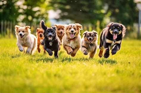 Premium Photo | Happy puppies playing together