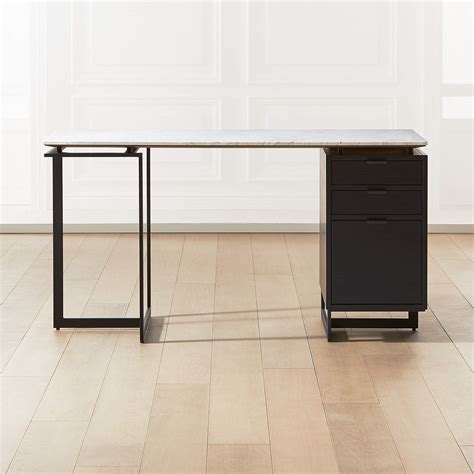 Fullerton Modular White Desk with Black Drawer and Leg | CB2