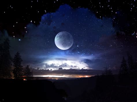 Fantasy Moonlit Night: A Stunning HD Wallpaper by Deejai