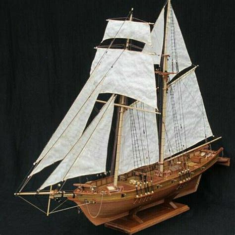 Datingday DIY 1:100 Halcon Wooden Sailing Boat Model Kit Ship Assembly ...