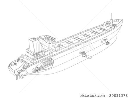 Tanker vessel drawing, tanker vessel internal... - Stock Illustration ...