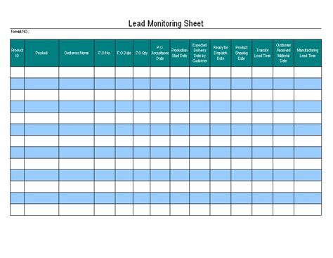 Lead monitoring sheet