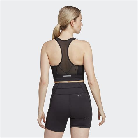 Women's Clothing - Medium-Support Running Pocket Bra - Black | adidas Egypt