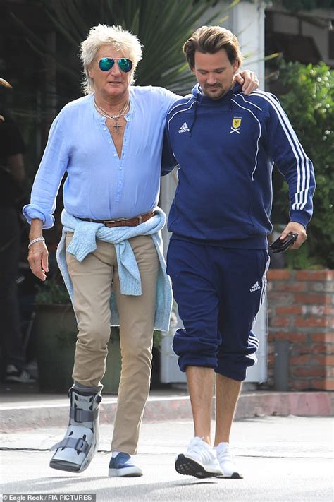 Rod Stewart, 73, leans on son Sean, 38, as he leaves LA coffee shop in ...