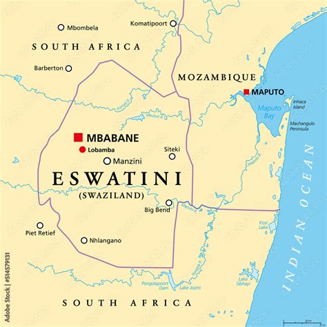 Map Of Eswatini Swaziland Political Map Vector Africa Map Map | The ...