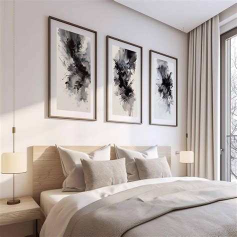 Black and White Bedroom Wall Art Set of 3 Piece Art Prints Abstract ...