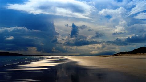 sea, Pacific Ocean, Mountains, Evening, Clouds, Sky, Beach, Reflections ...