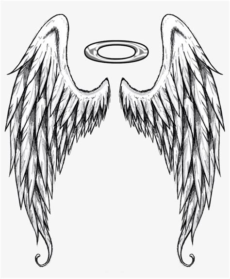 fallen-angel-tattoo-angel-wings-halo-black-and-white-sketch-white ...