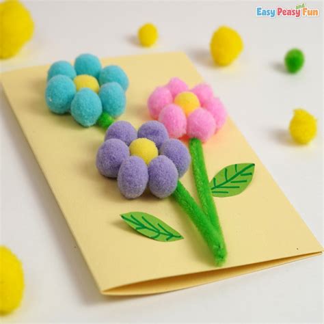 DIY Mother's Day Card - Pom Pom Flowers - Easy Peasy and Fun