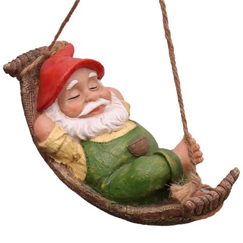 Teresa's Collections 7.3’’ Funny Garden Gnomes Outdoor Hanging Statue ...