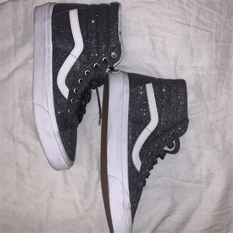 Dark gray sparkly high top Vans! In great condition,... - Depop