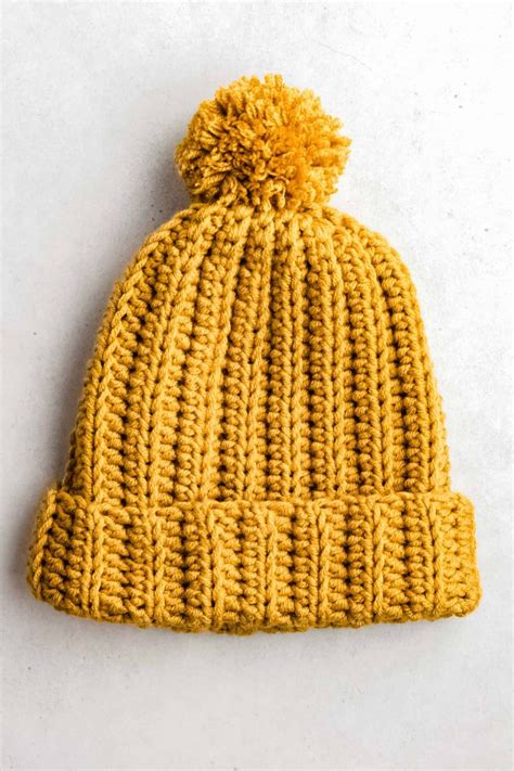 Learn how to make an easy crochet beanie hat with stretchy knit-look ...