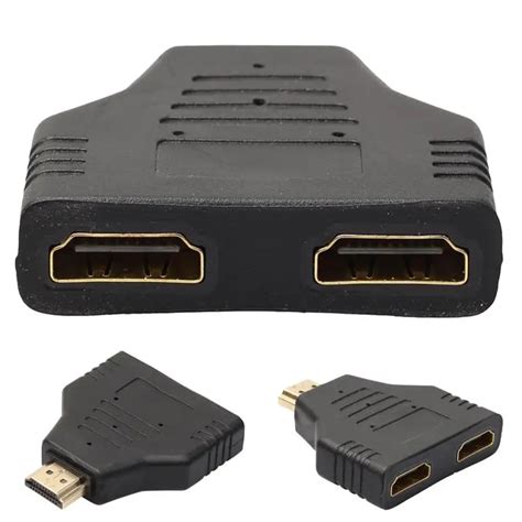 Omeshin New HDMI Male To Dual HDMI Female 1 to 2 Way Splitter Adapter ...