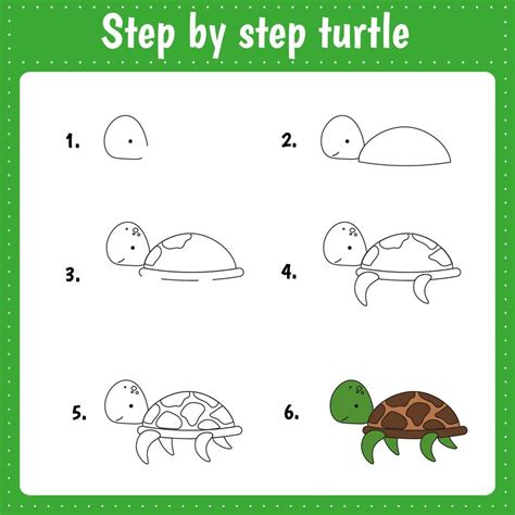 Drawing lesson for children. How draw a turtle. Drawing tutorial for ...