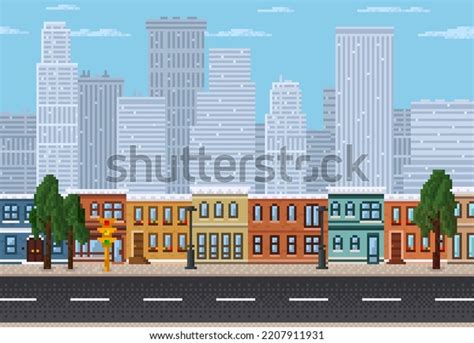 Pixel Cityscape 8 Bit Pixel Art Stock Vector (Royalty Free) 2207911931 ...