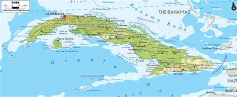 Large detailed physical map of Cuba with cities and roads. Cuba large ...