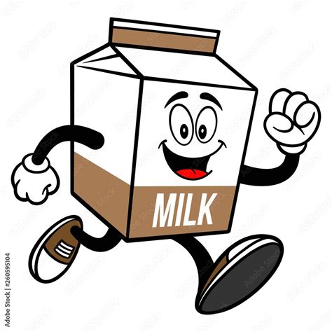 Chocolate Milk Carton Mascot Running - A cartoon illustration of a ...