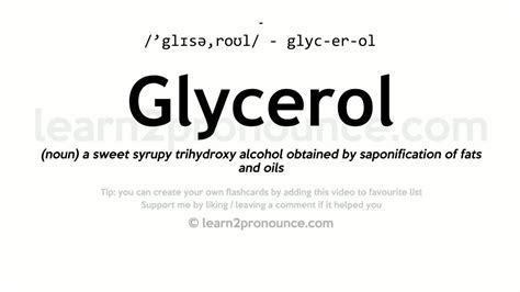 Pronunciation of Glycerol | Definition of Glycerol - YouTube